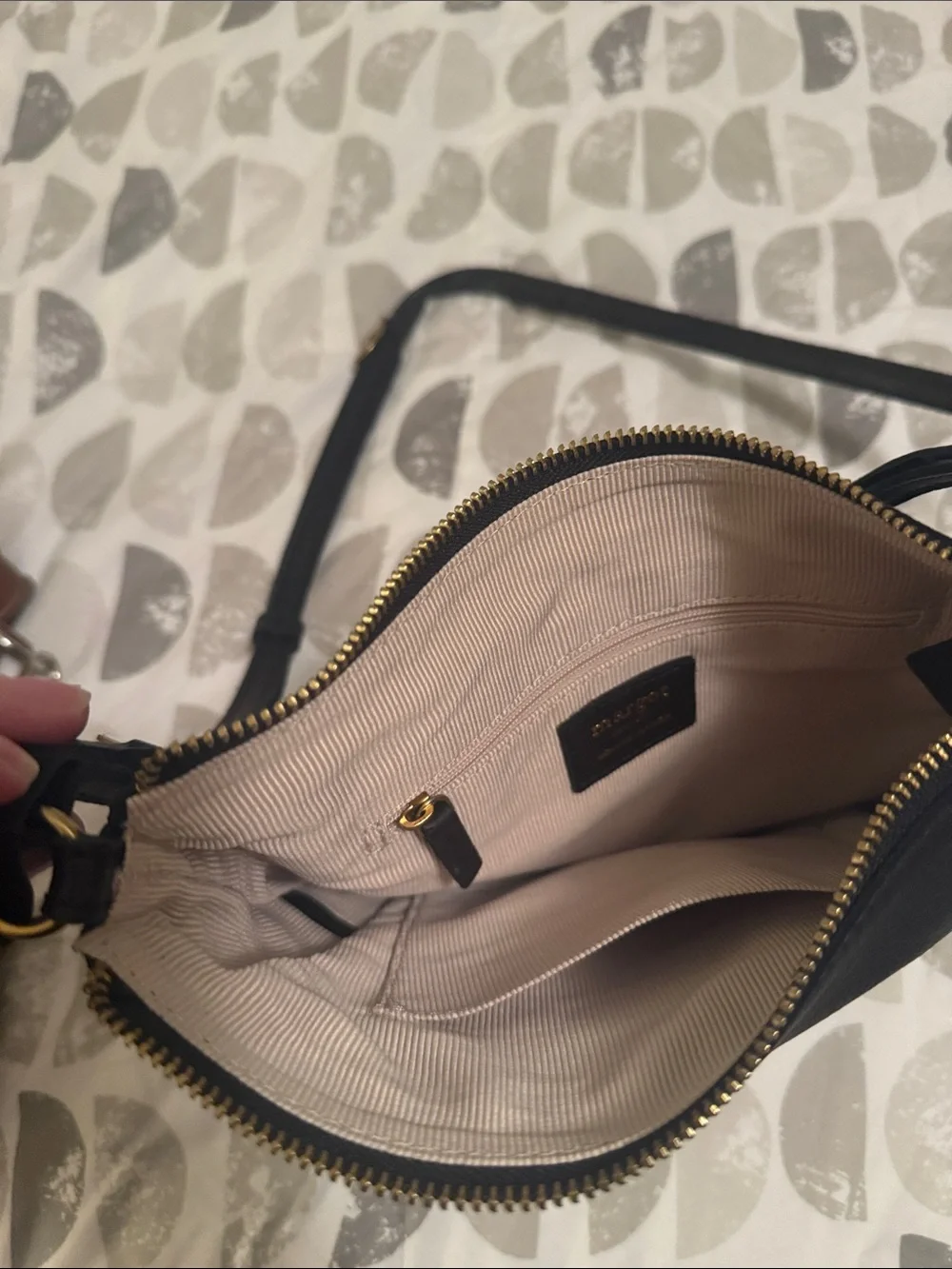 margot Black Leather Crossbody with Gold Charm
